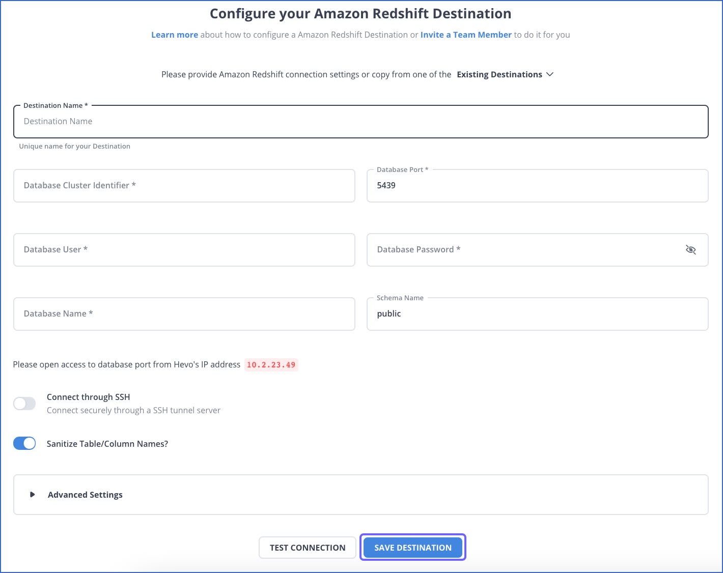 Salesforce to Redshift- Redshift Destination Config | Hevo Data